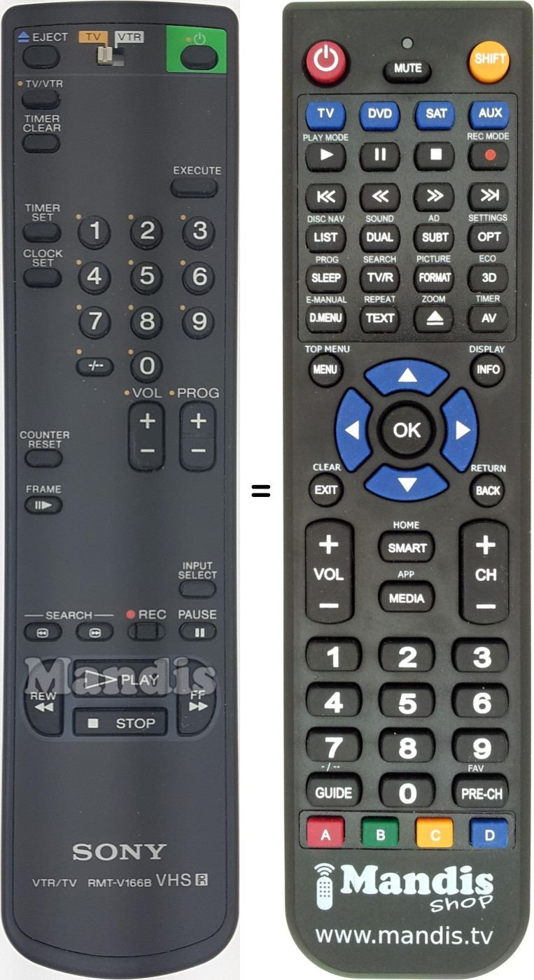 Telecomando equivalente RMT-V166B