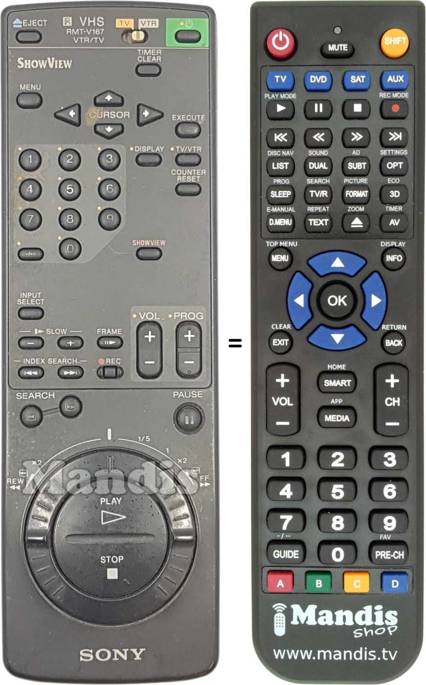Telecomando equivalente Sony RMT-V167