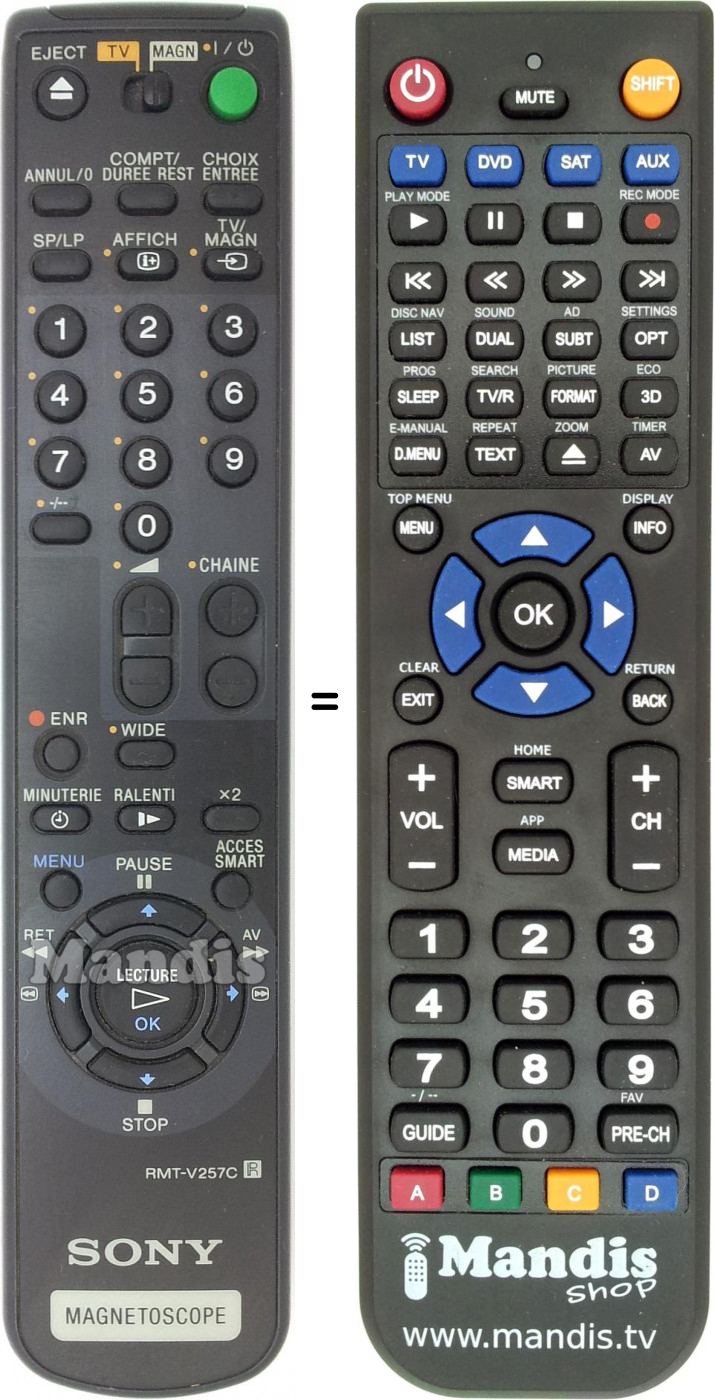 Telecomando equivalente RMT-V257C