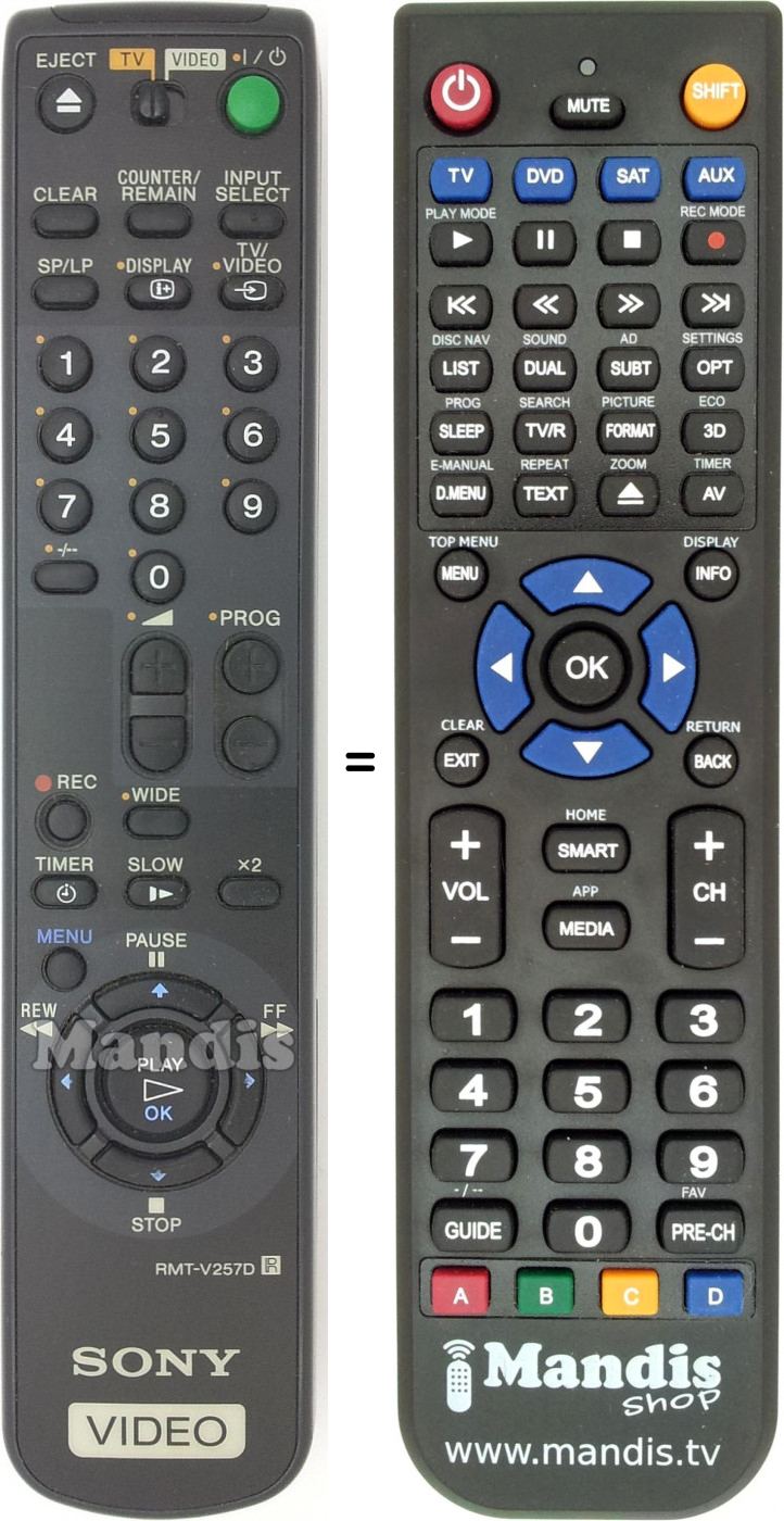 Telecomando equivalente RMT-V257D