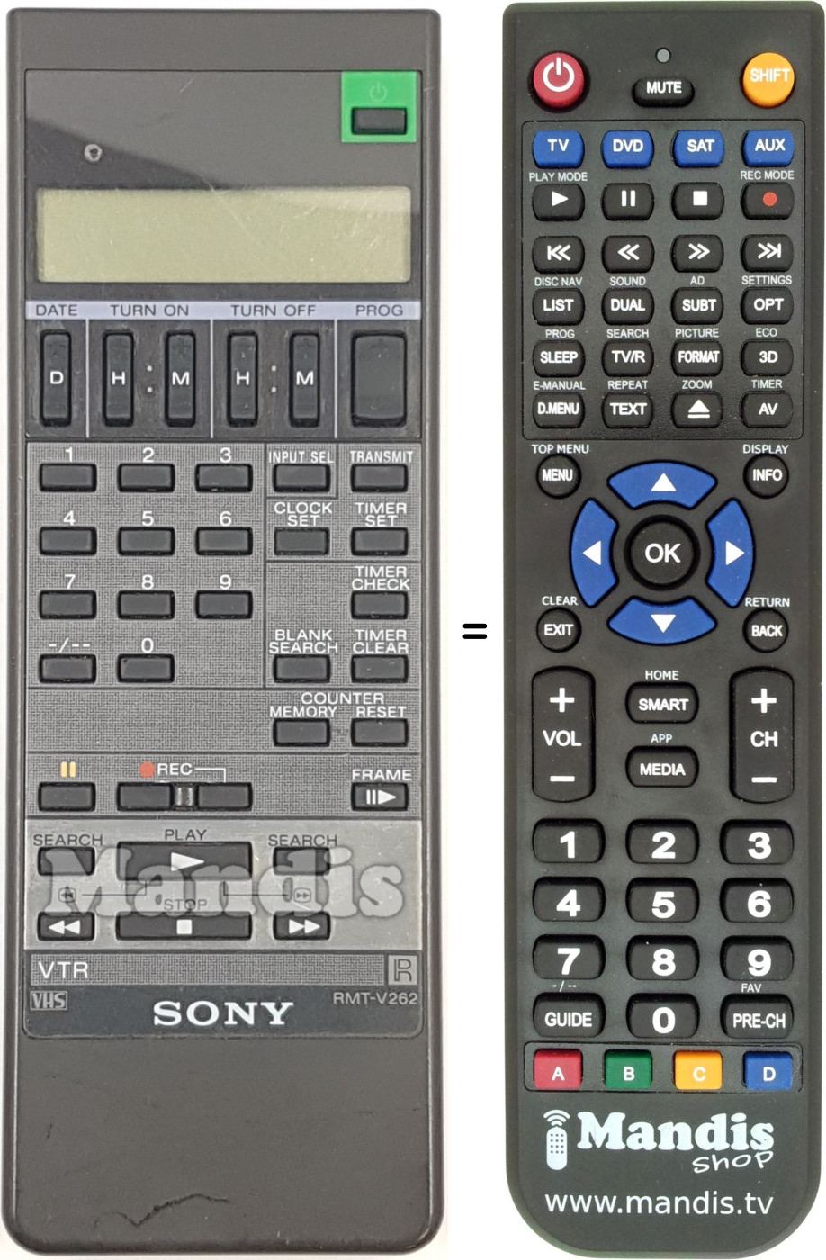 Telecomando equivalente RMT-V262