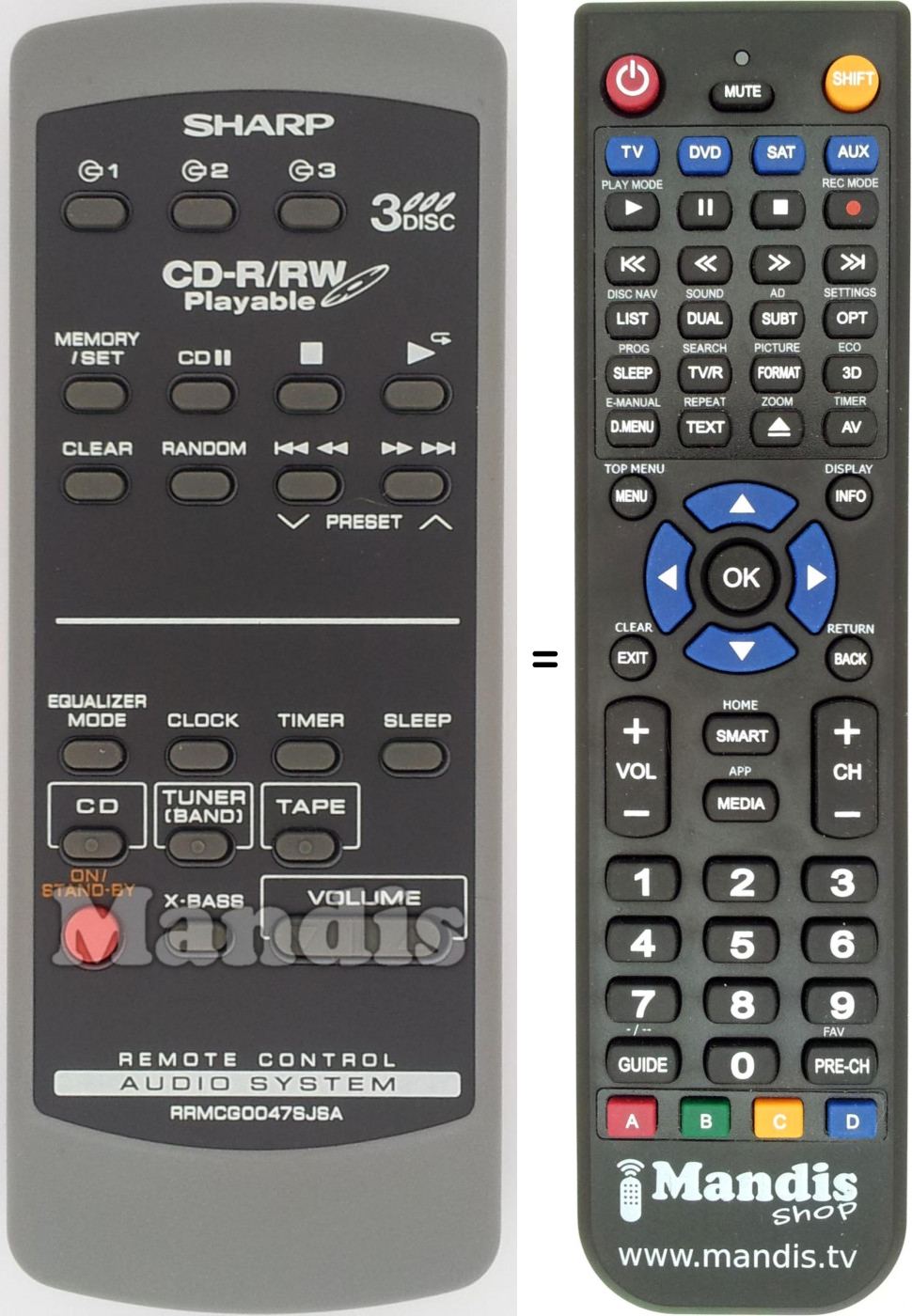Telecomando equivalente Sharp RRMCG0047SJSA