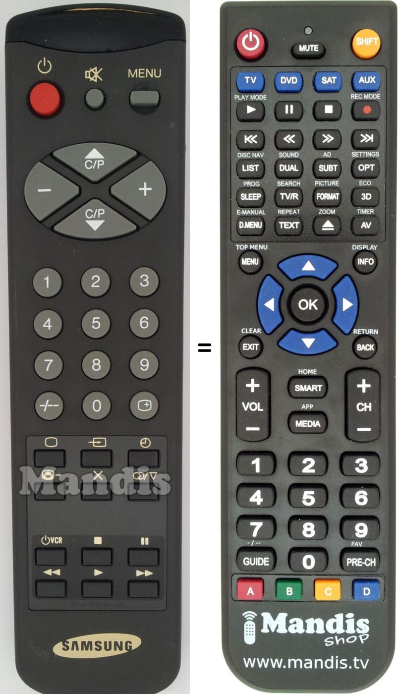 Telecomando equivalente Samsung 3 F 14-00038-091