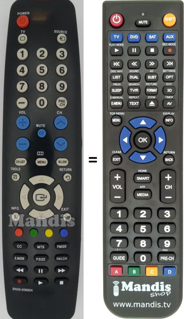 Telecomando equivalente Samsung BN59-00690 A