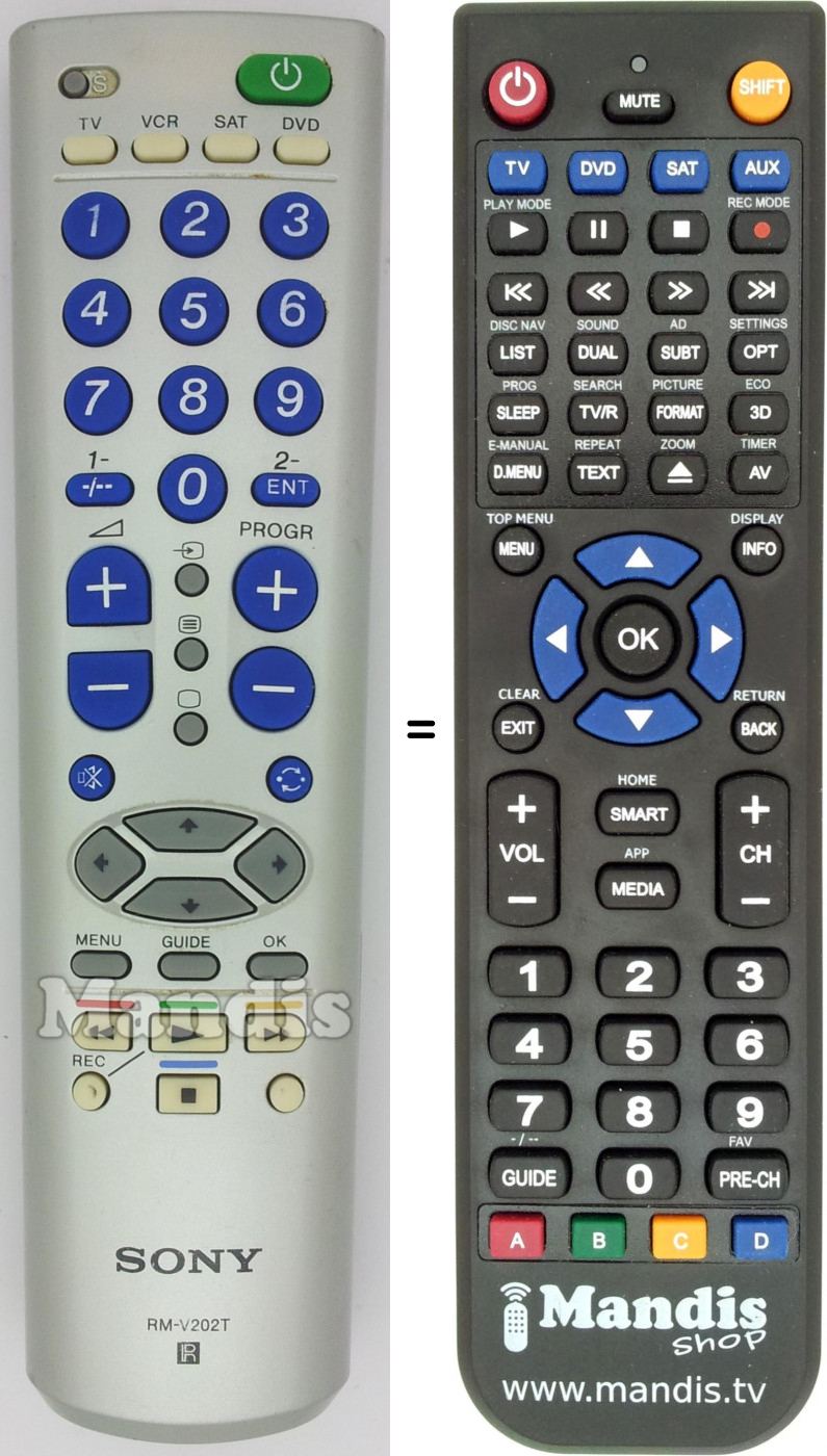 Telecomando equivalente RM-V202T