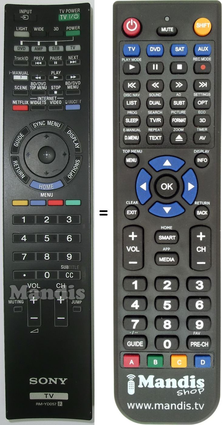 Telecomando equivalente RMYD057