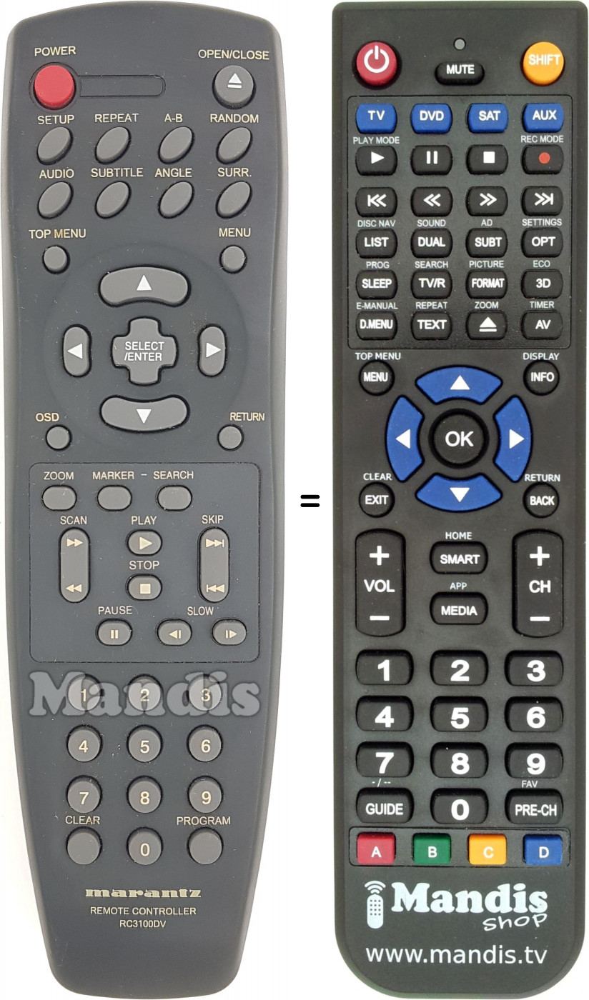 Telecomando equivalente RC3100DV
