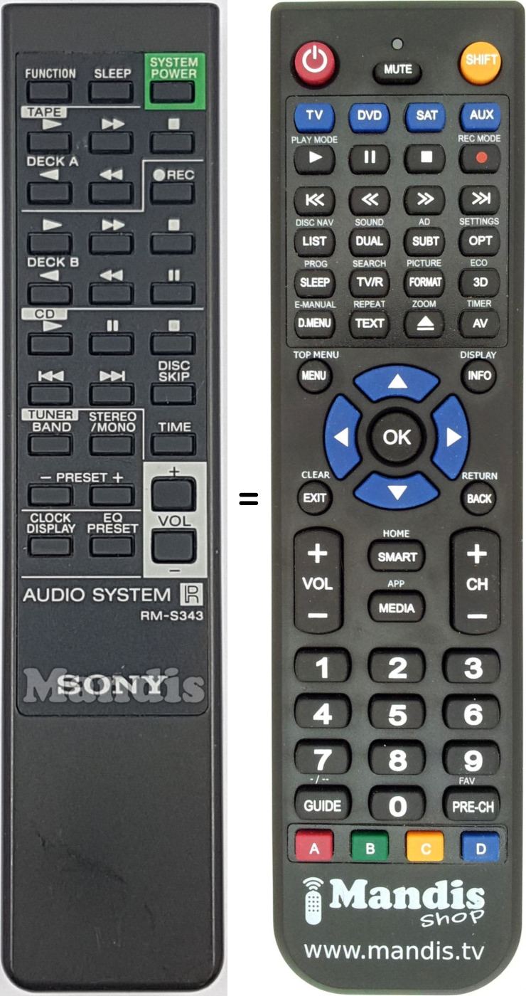 Telecomando equivalente Sony RM-S343