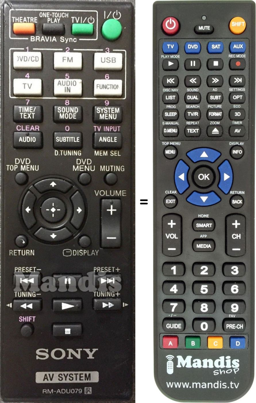Telecomando equivalente Sony RM-ADU079