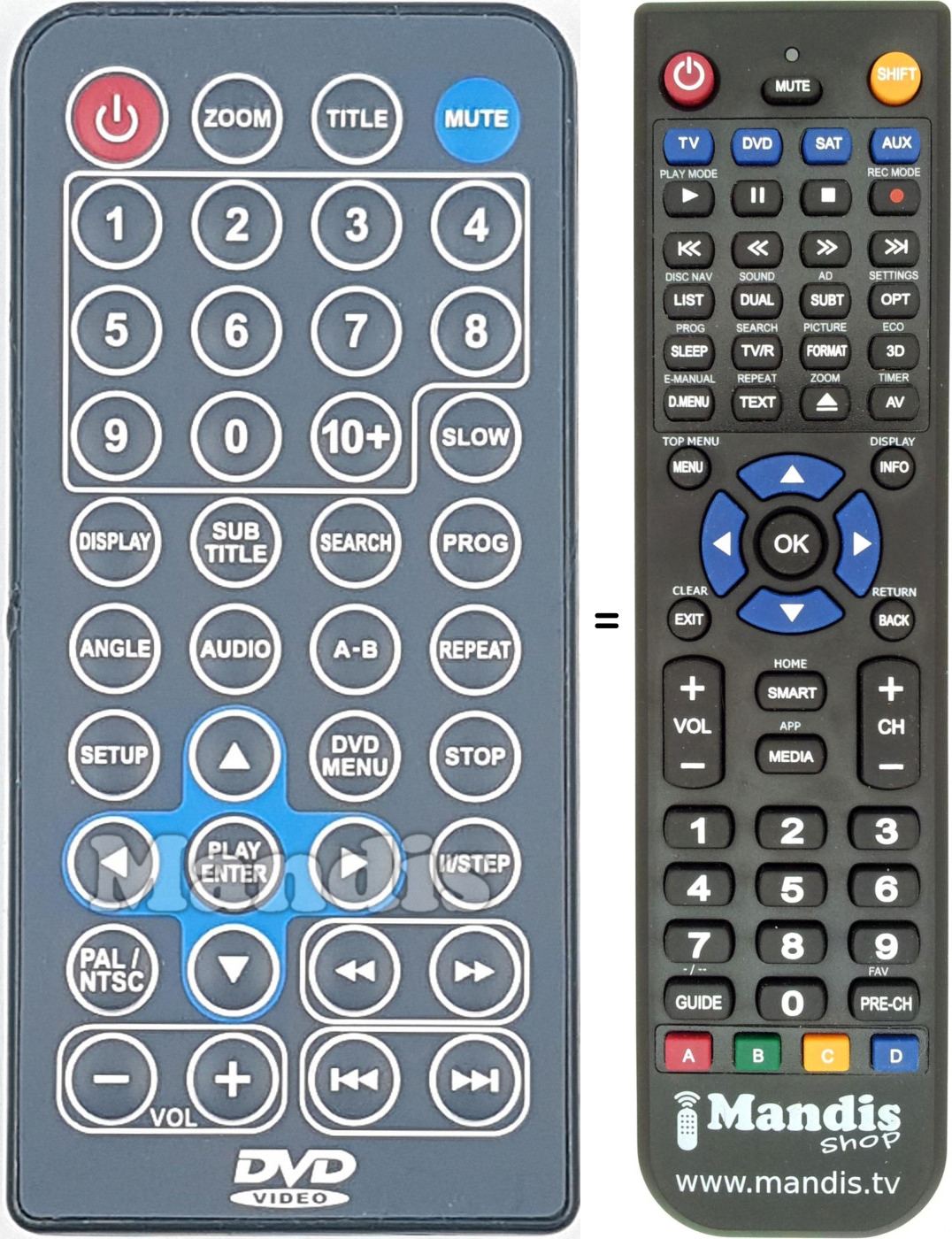 Telecomando equivalente DVDVIDEO001