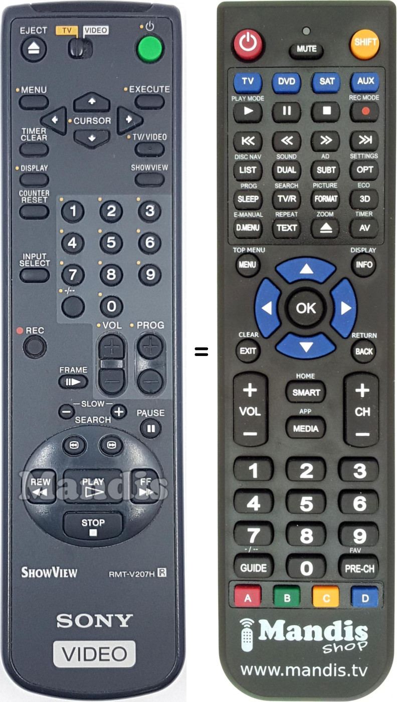 Telecomando equivalente RMT-V207H