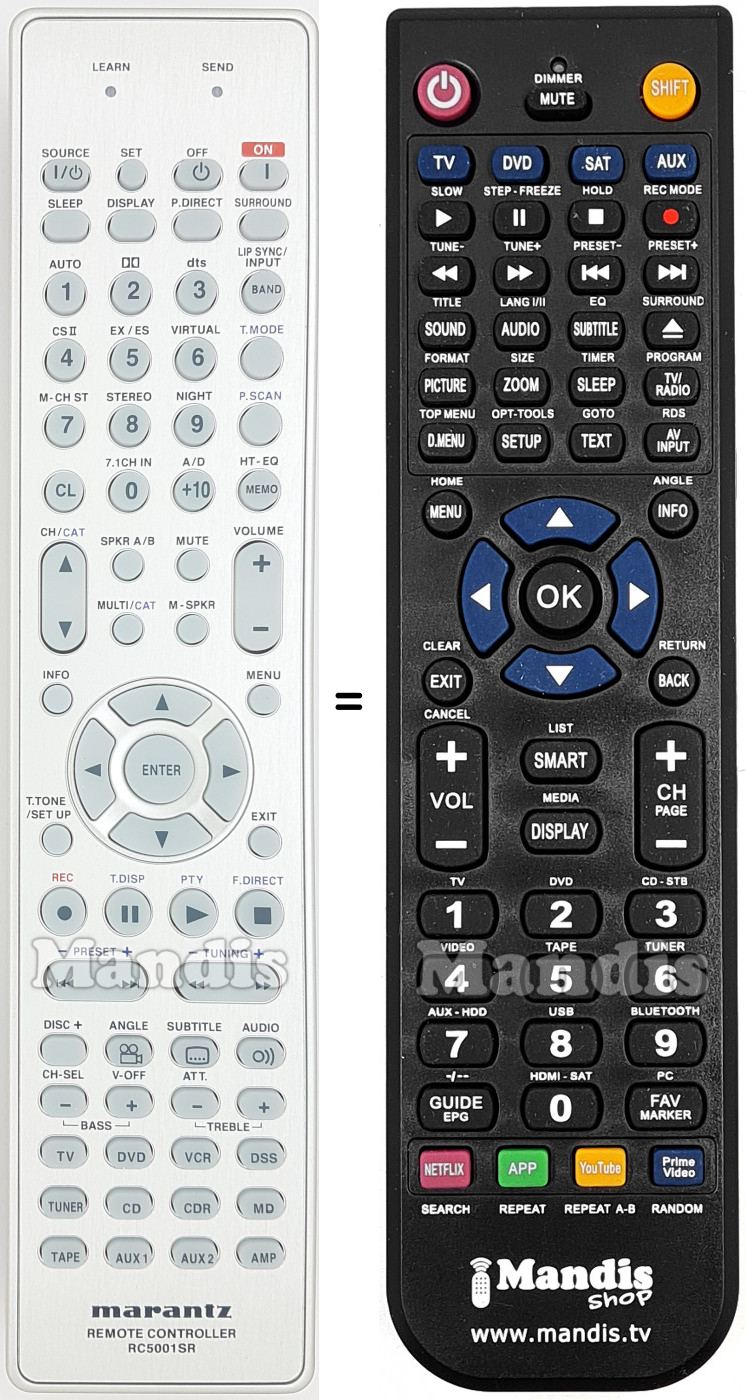 Telecomando equivalente Marantz RC5001SR