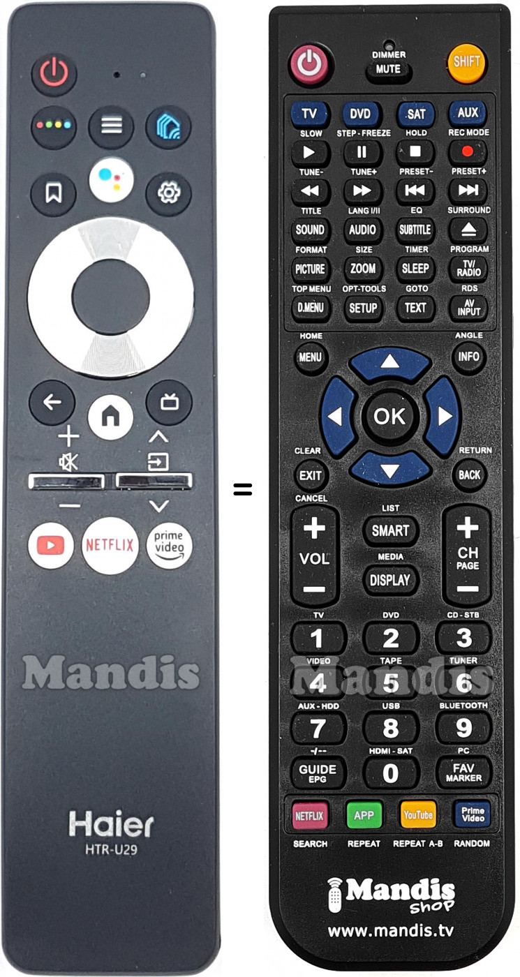 Telecomando equivalente Haier HTR-U29