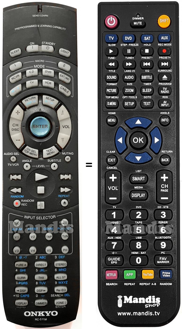 Telecomando equivalente Onkyo RC-511M