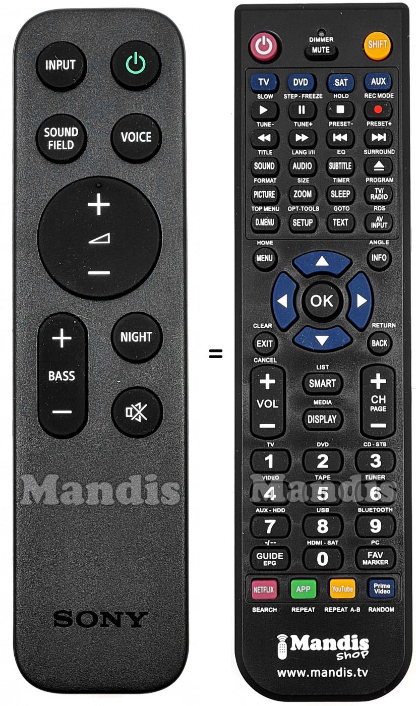 Telecomando equivalente Sony RMT-AH513U