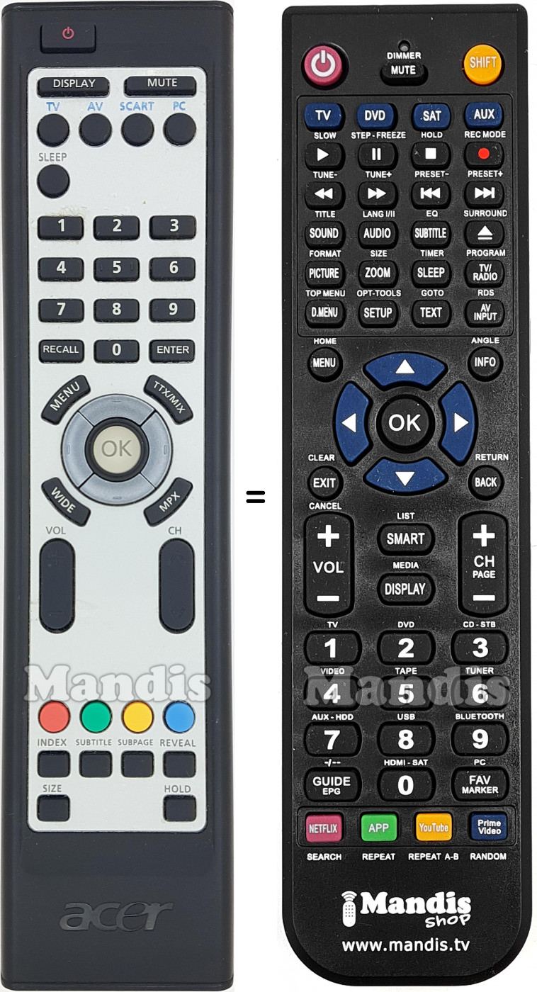 Telecomando equivalente Acer 25M25V7001