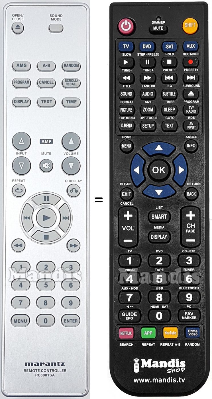 Telecomando equivalente RC8001SA