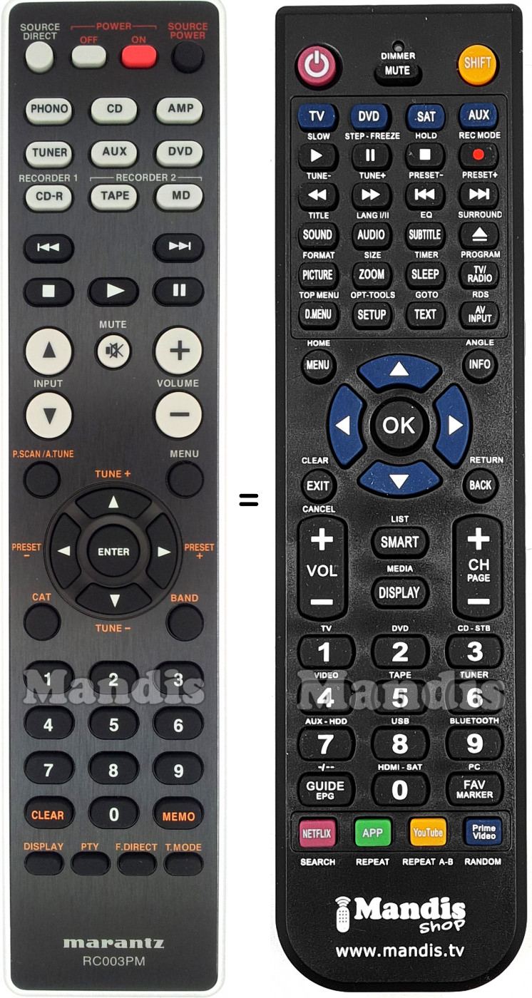 Telecomando equivalente Marantz RC003PM