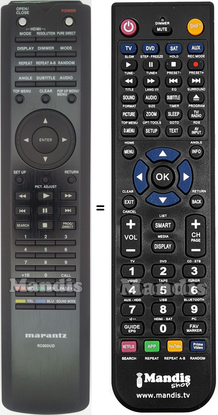 Telecomando equivalente Marantz RC003UD