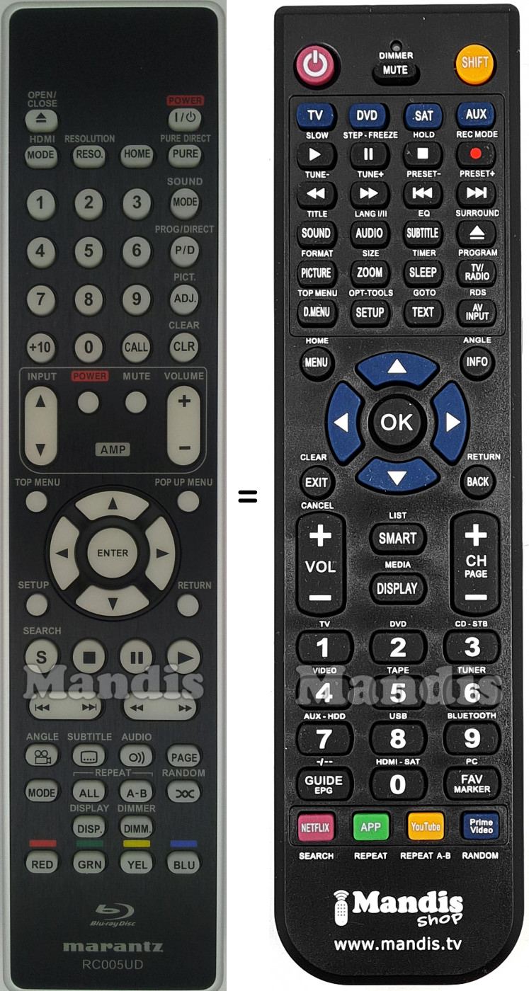 Telecomando equivalente Marantz RC005UD