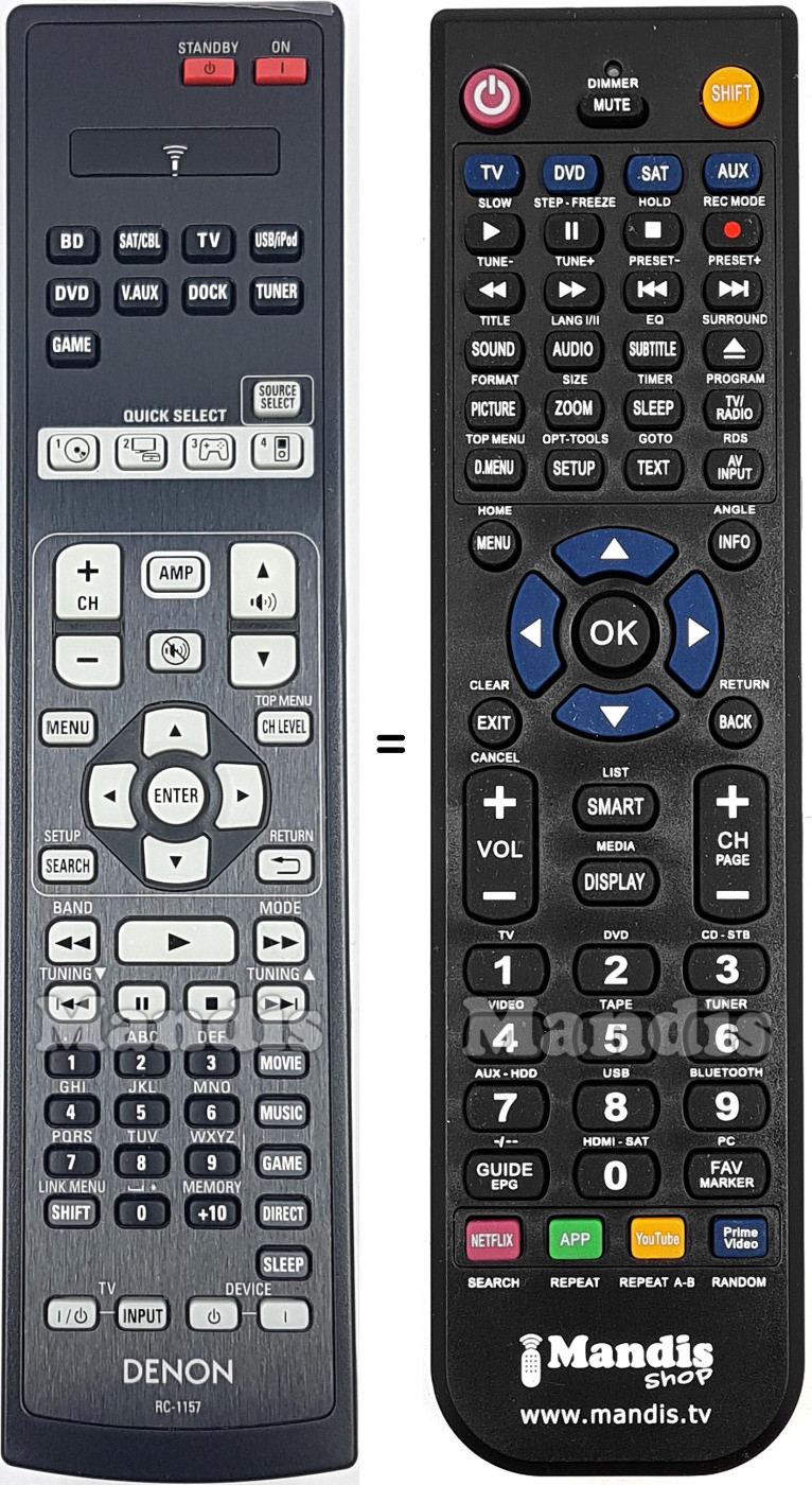 Telecomando equivalente Denon RC1157