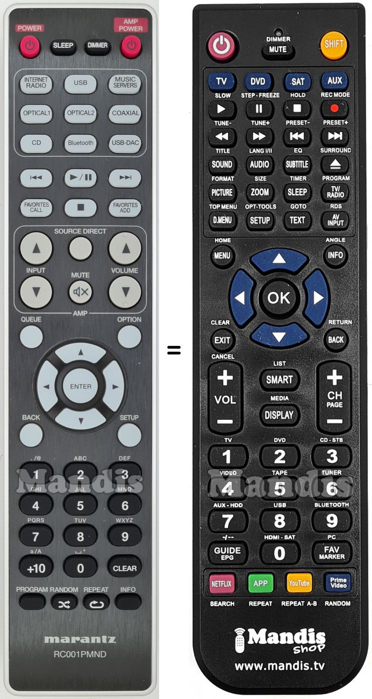 Telecomando equivalente Marantz RC001PMND