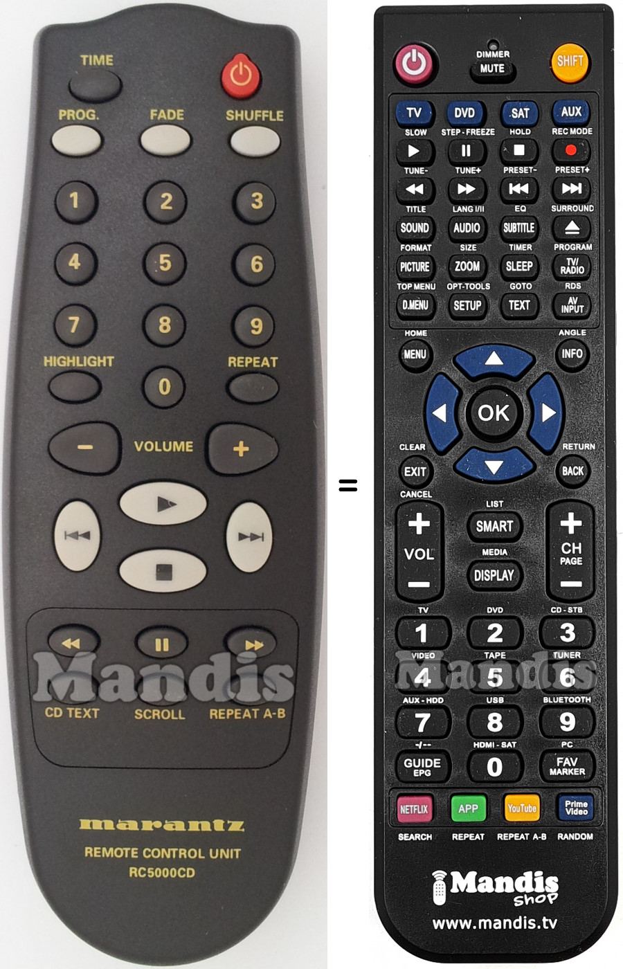 Telecomando equivalente Marantz RC5000CD