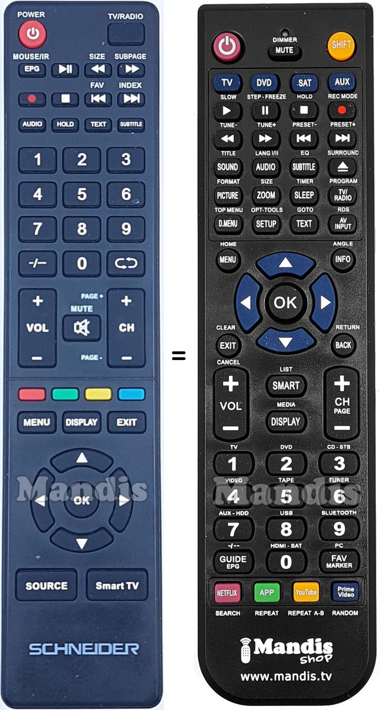 Telecomando equivalente SCHNEIDER 55SSCU712K