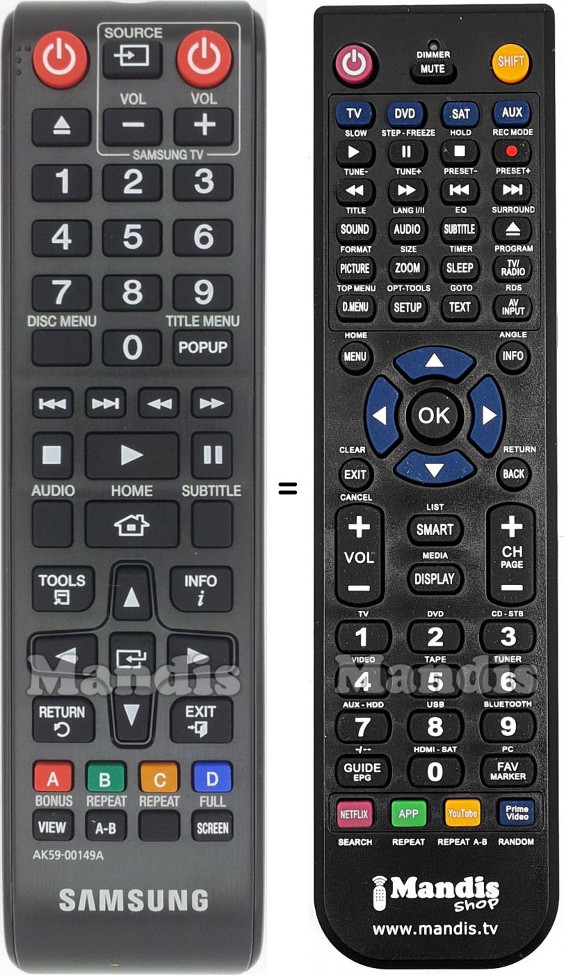 Telecomando equivalente Samsung AK59-00149A