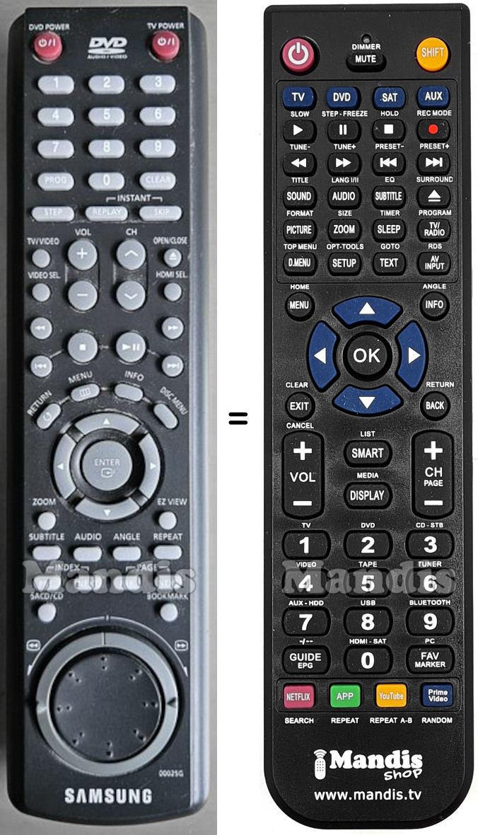 Telecomando equivalente Samsung 00025G