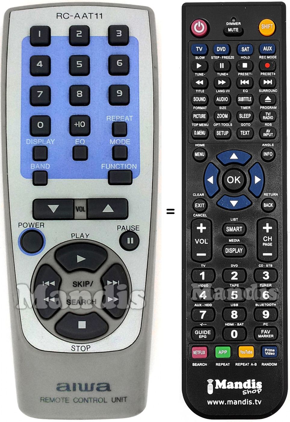 Telecomando equivalente Aiwa RC-AAT 11