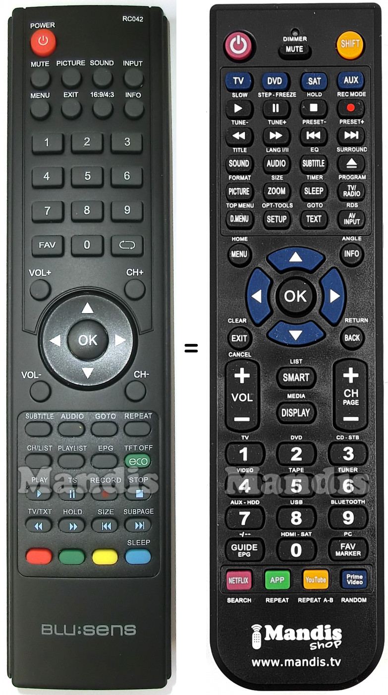 Telecomando equivalente Blusens RC042
