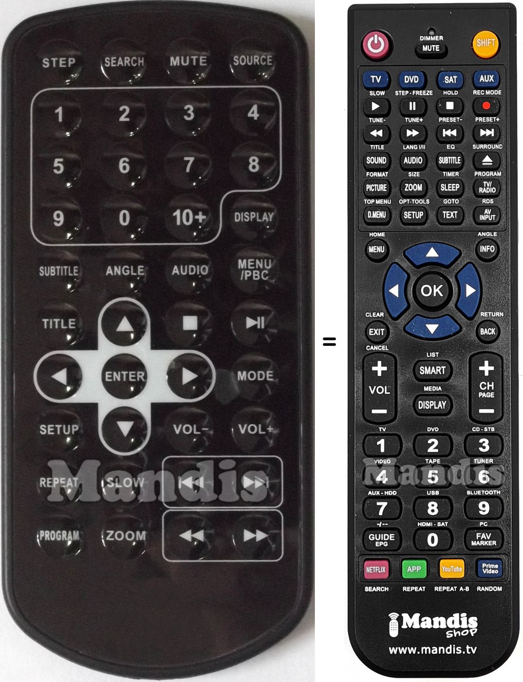 Telecomando equivalente Brandt Easy Player DVD Dual