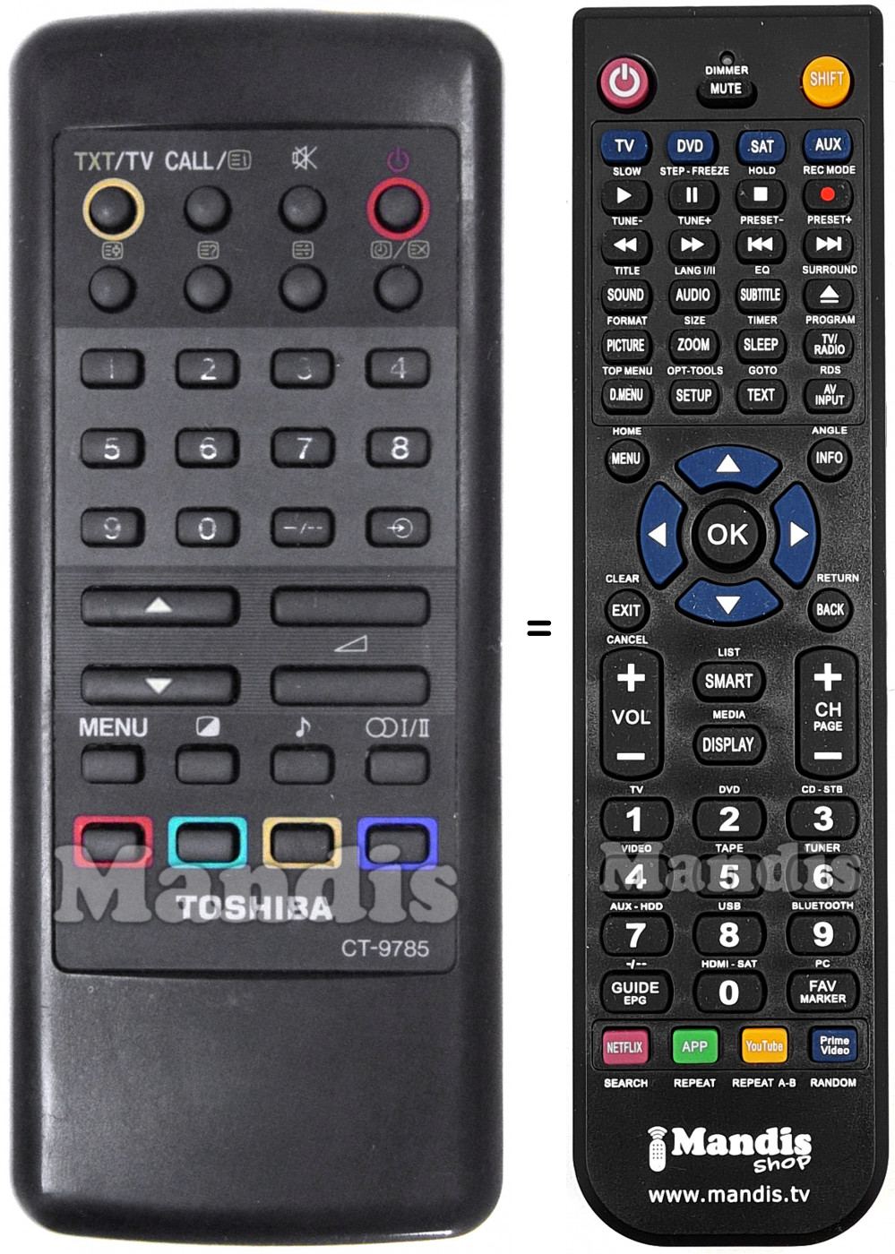 Telecomando equivalente Toshiba CT-9785