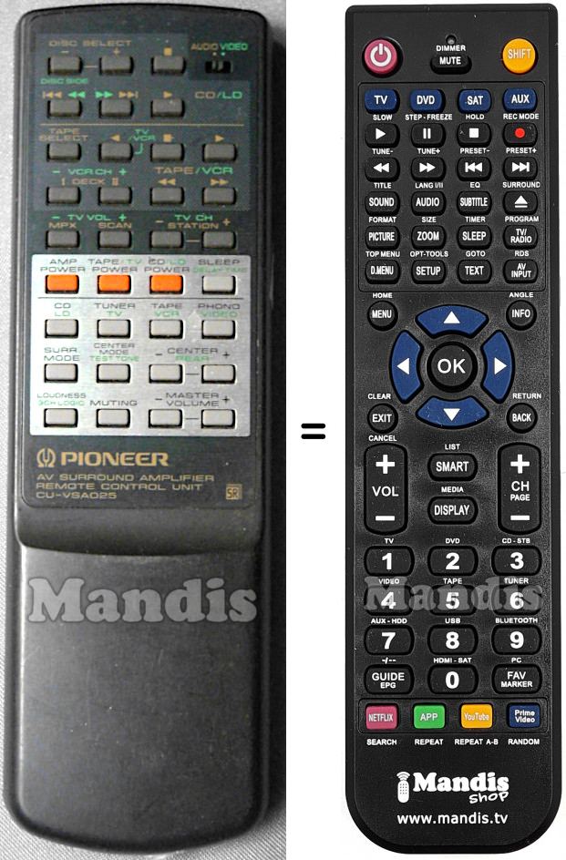 Telecomando equivalente Pioneer CU-VSA025