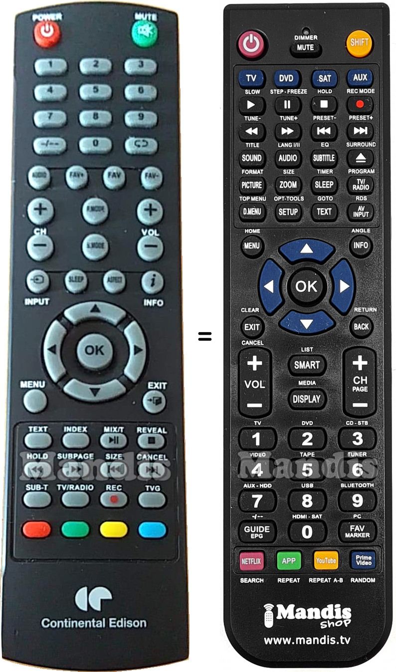 Telecomando equivalente Continental Edison CELED500119B7