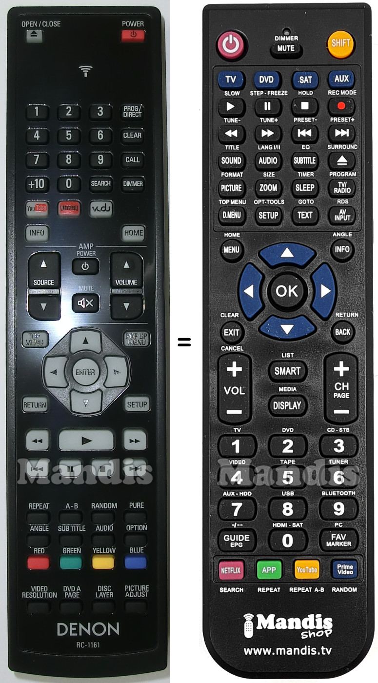 Telecomando equivalente Denon RC-1161