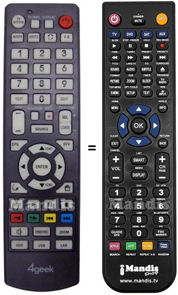 Telecomando equivalente 4GEEK REMCON1167