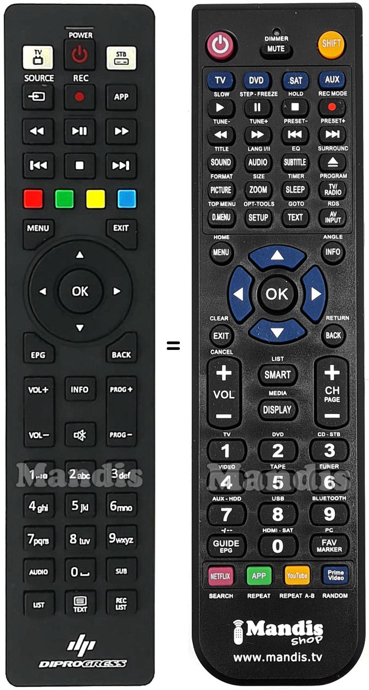 Telecomando equivalente DIPROGRESS DPS101TV