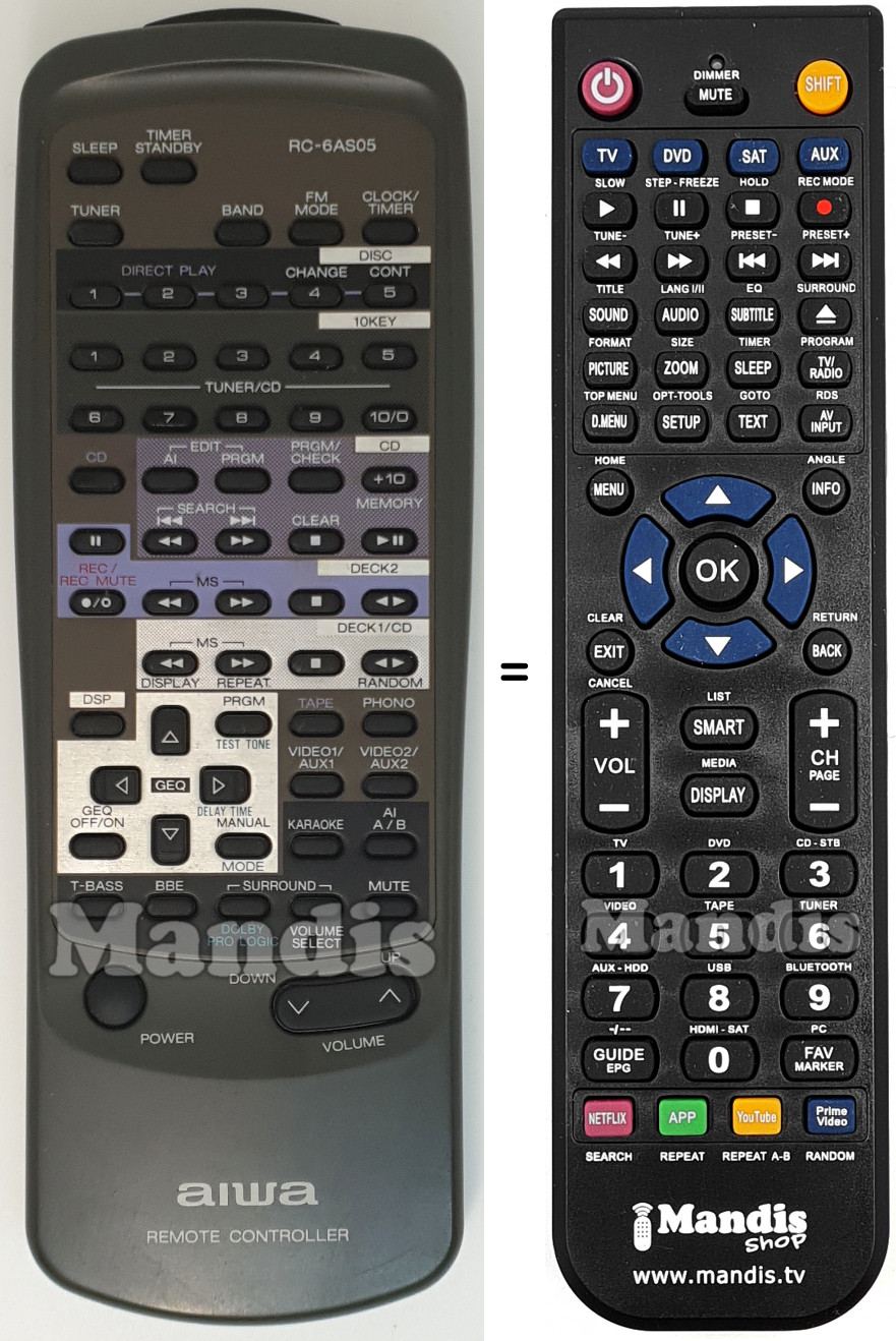 Telecomando equivalente RC-6AS05