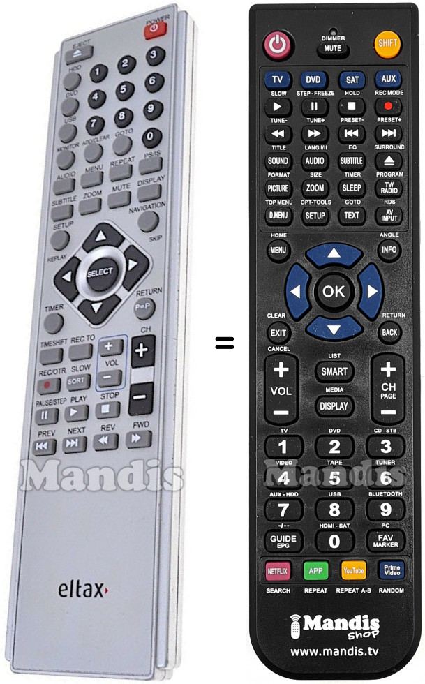 Telecomando equivalente ELTAX DVR-554 HD