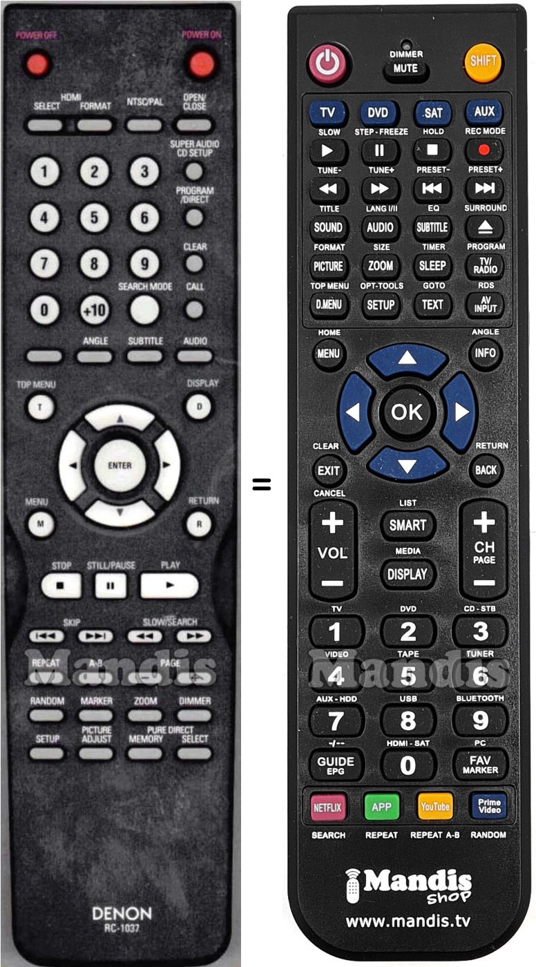 Telecomando equivalente Denon RC1037