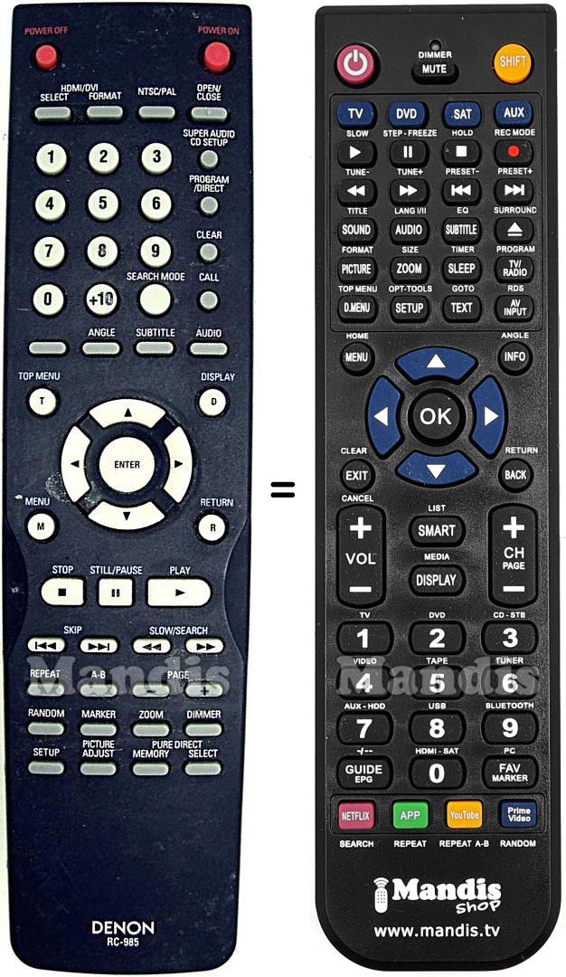 Telecomando equivalente Denon RC-985