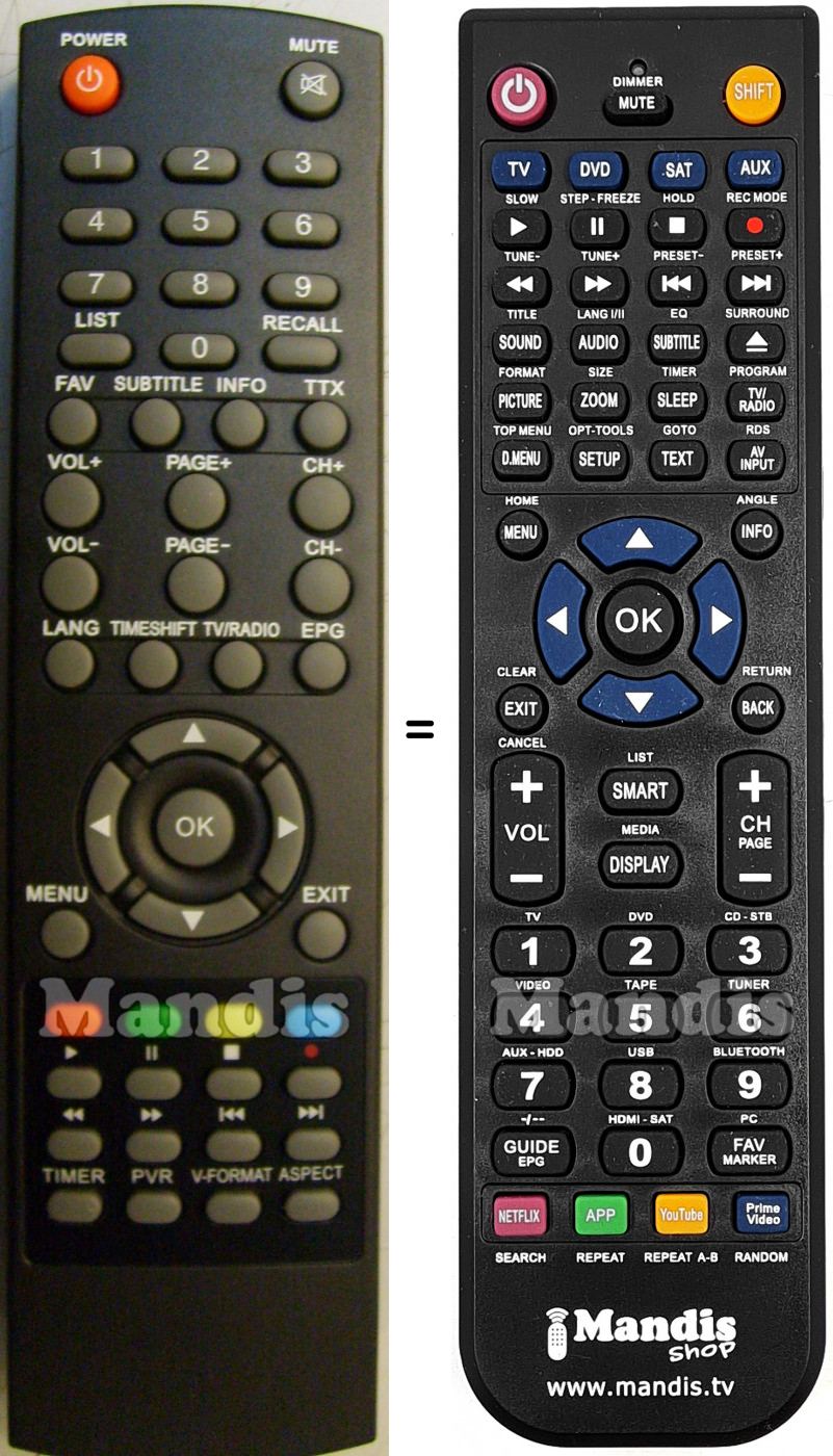 Telecomando equivalente Denver DMB112HD