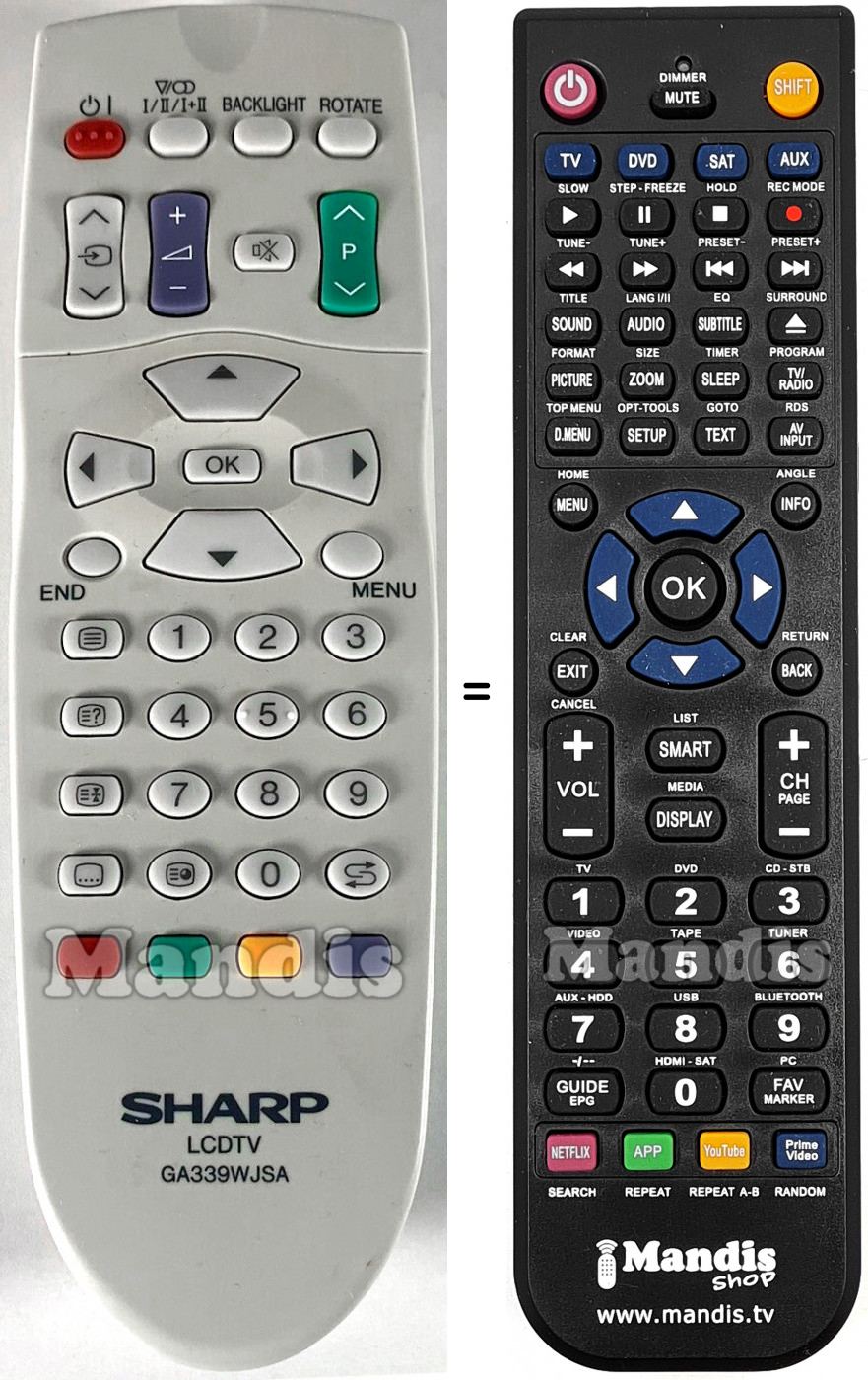 Telecomando equivalente Sharp GA339WJSA