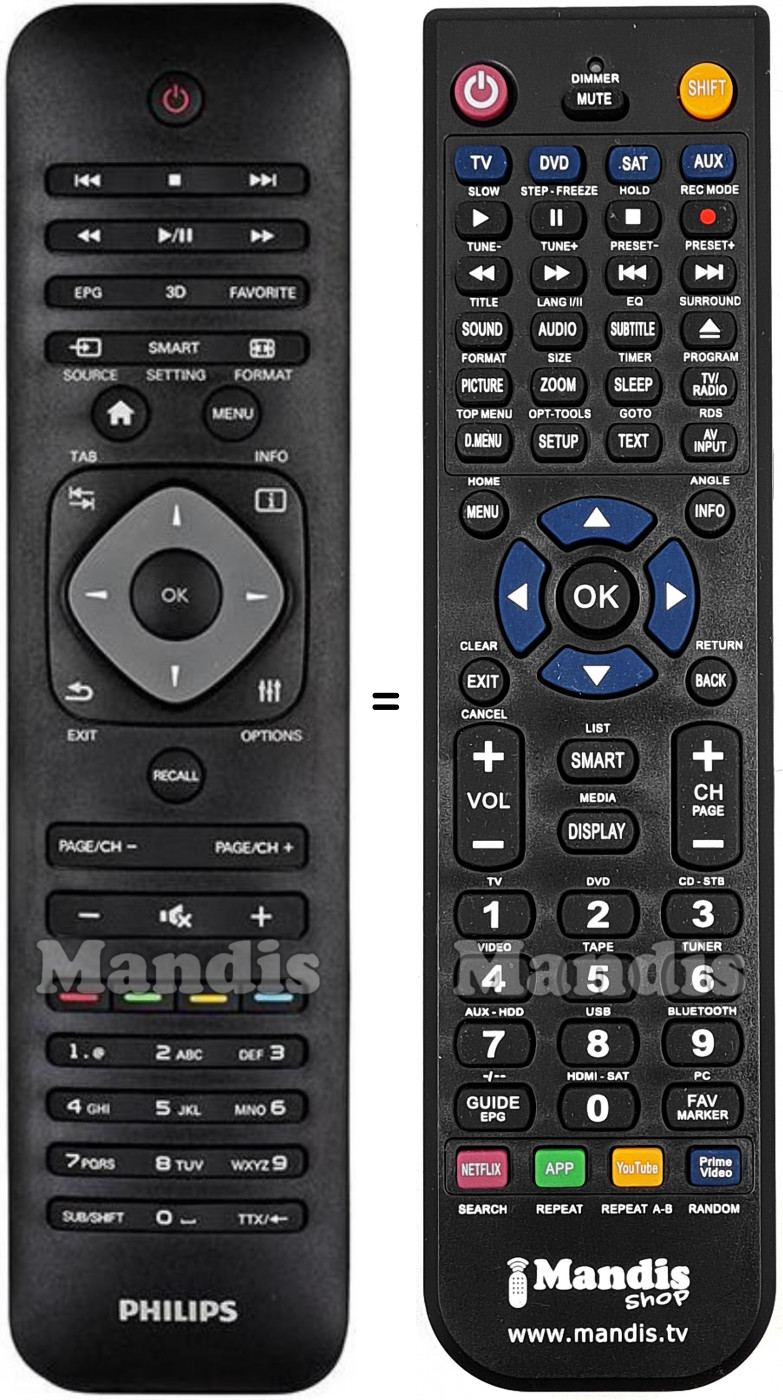 Telecomando equivalente Philips HDP1590TV