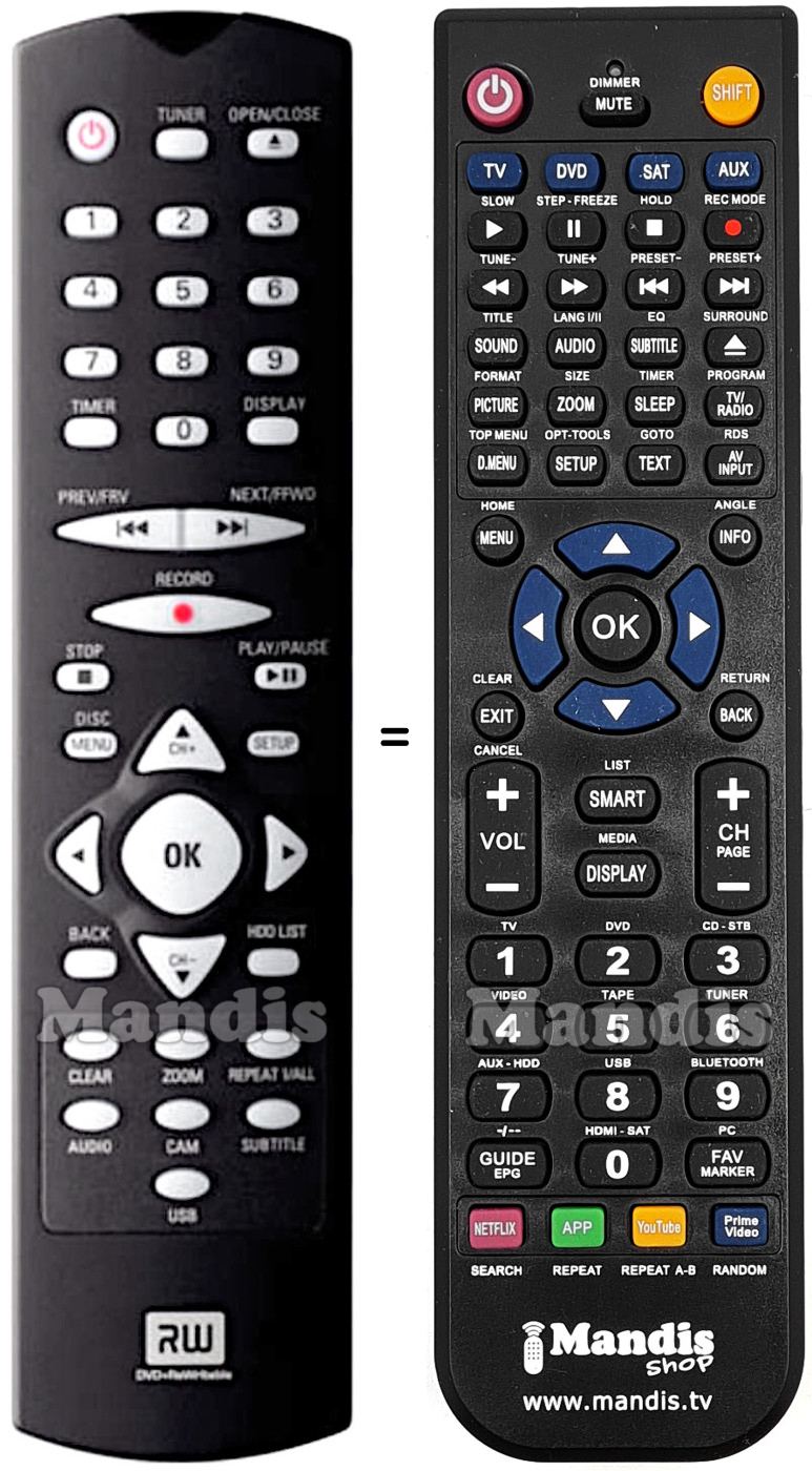 Telecomando equivalente Philips HDR 3500