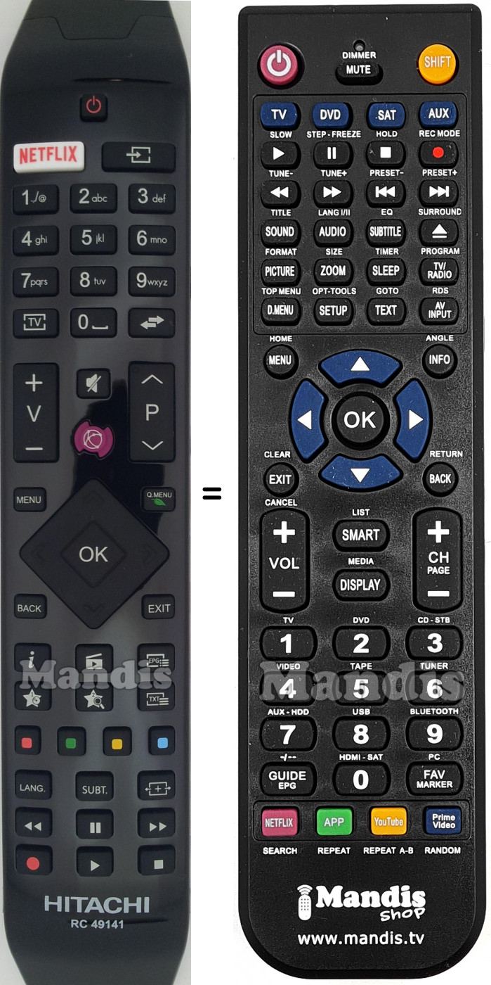 Telecomando equivalente Hitachi RC49141