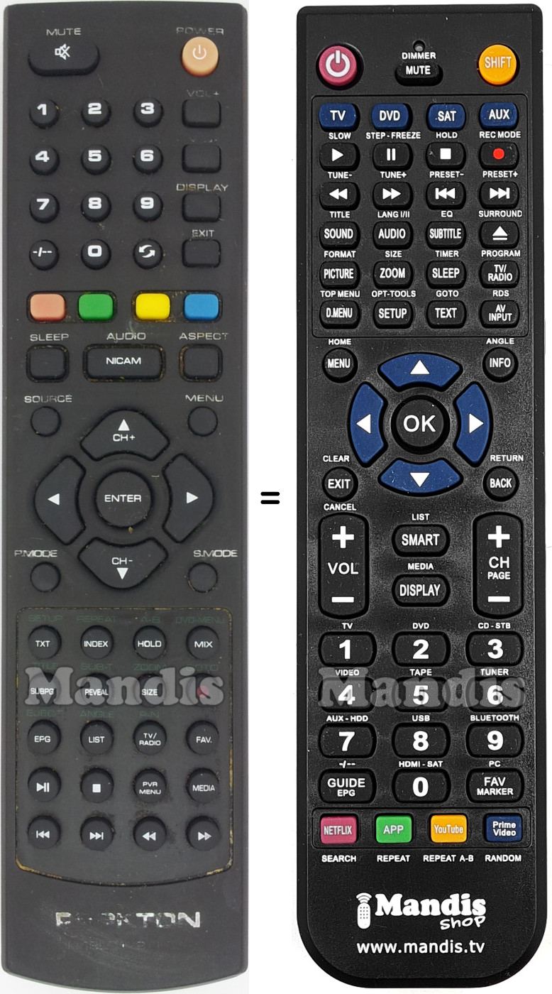 Telecomando equivalente PEEKTON IR19LC179DVDB