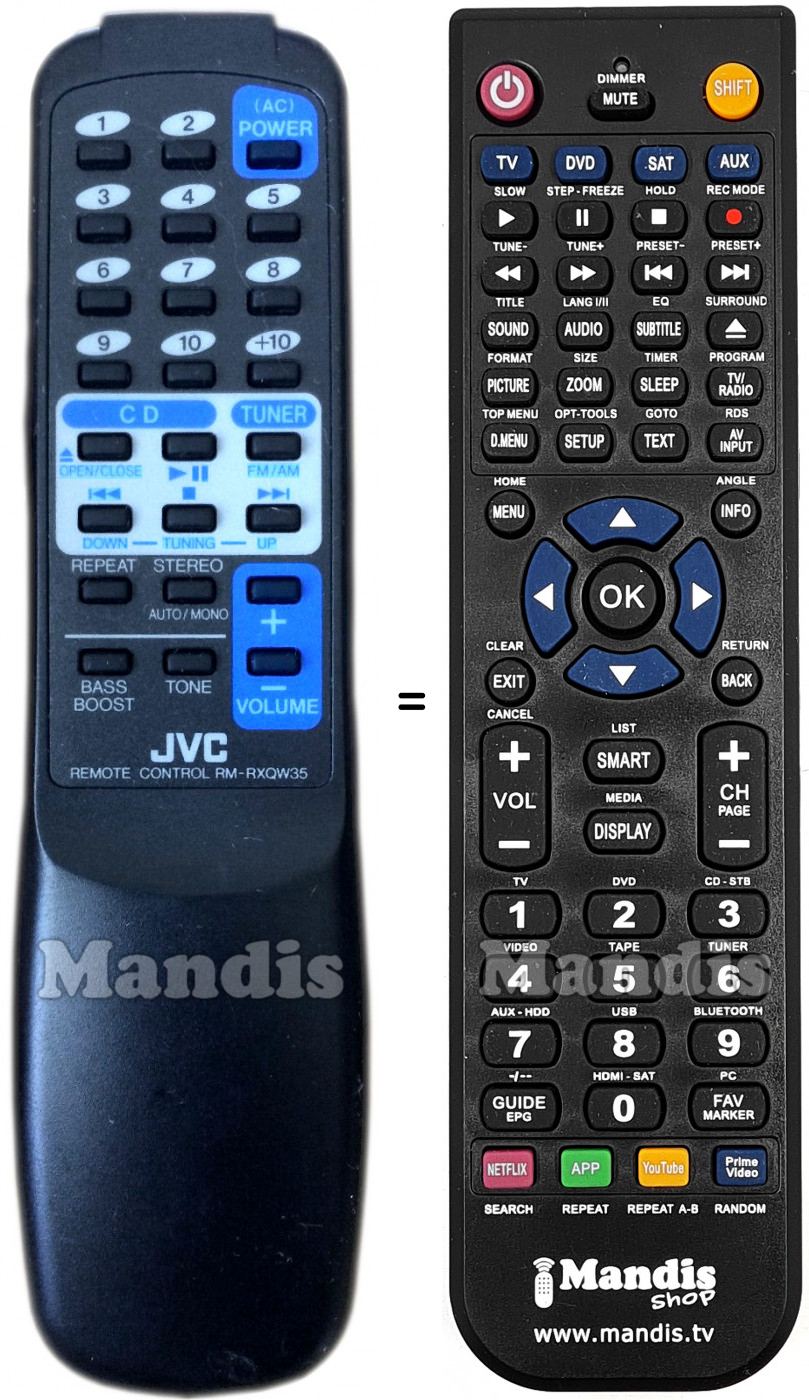 Telecomando equivalente JVC RM-RXQW35